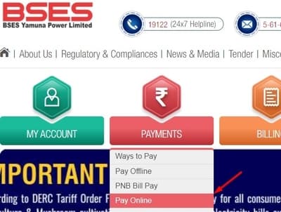 BSES Yamuna Delhi Bill Pay Online